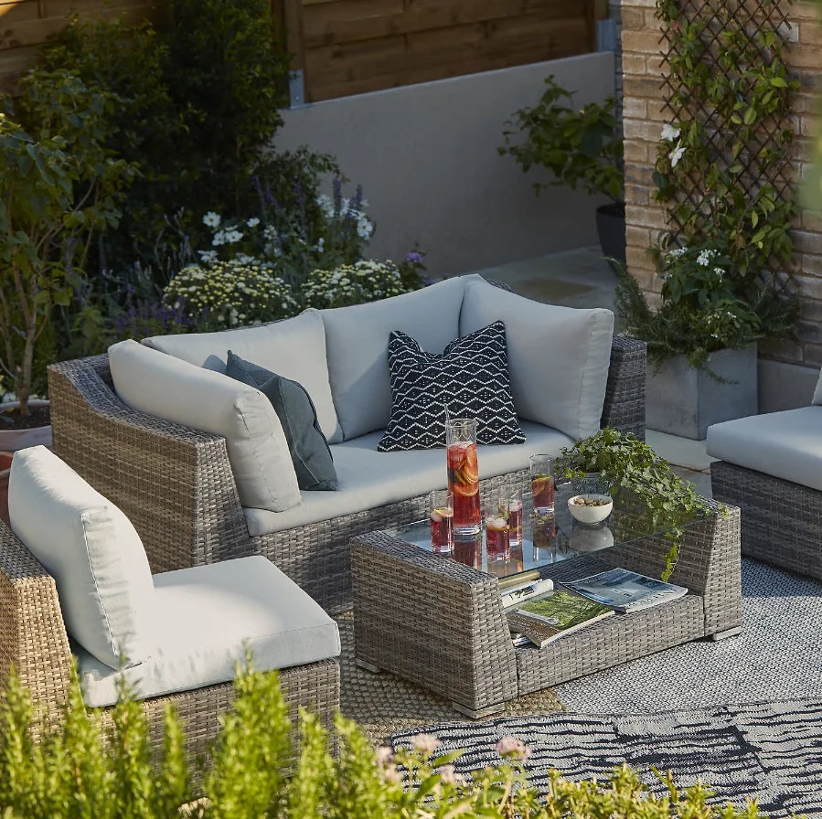 rattan effect 4 seater patio set