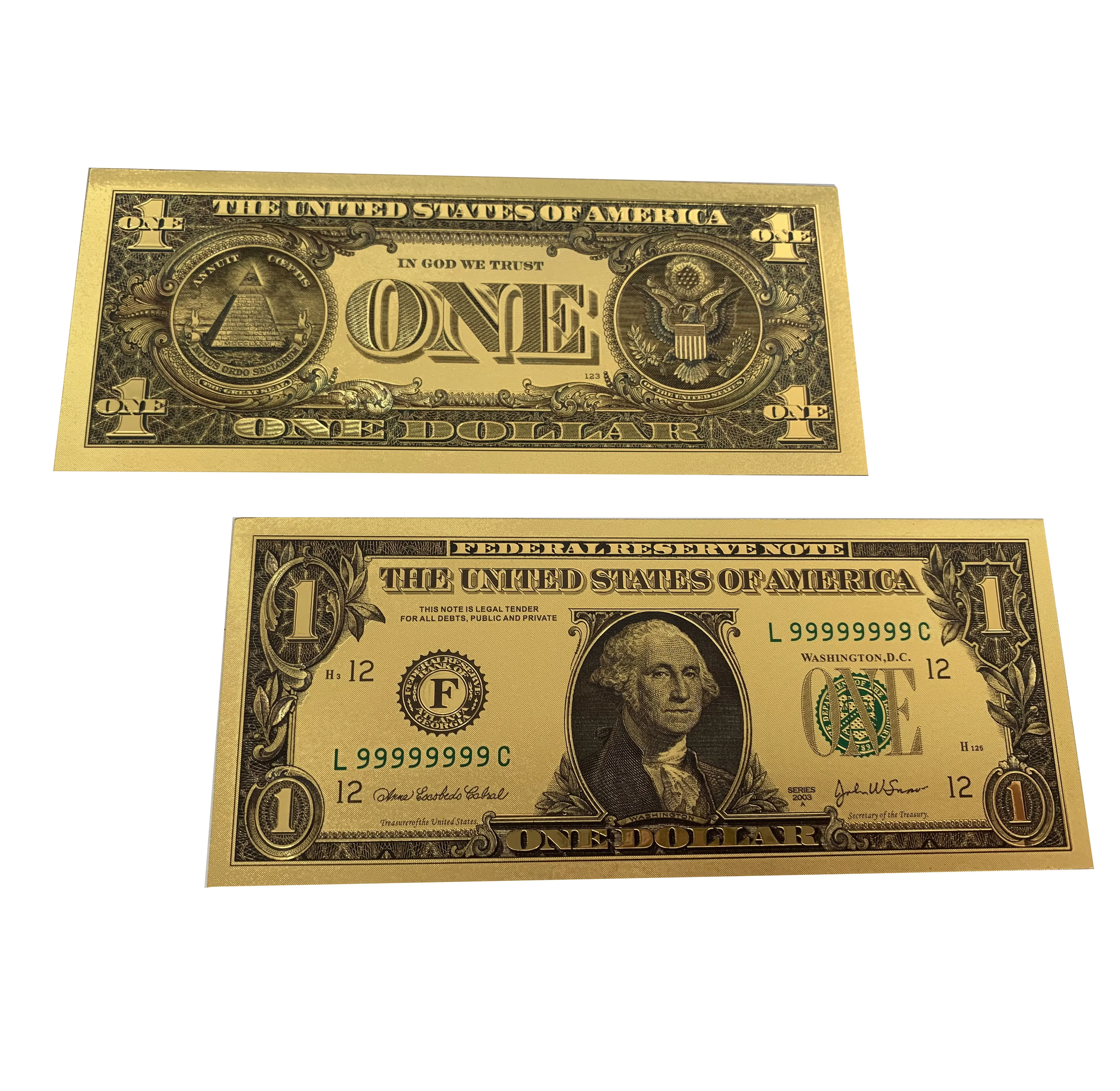 

USA dollar money gold silver design 1 dollar bills currency pure gold silver foil banknote