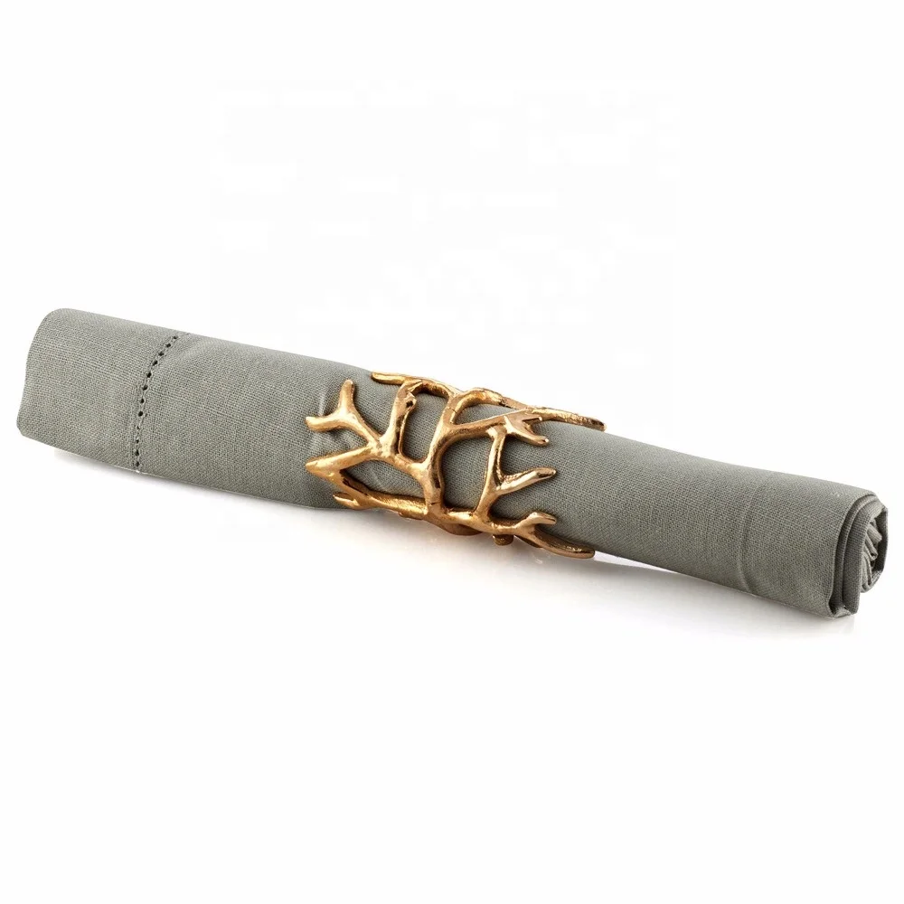 

Chic Metal Branch Gold Coral Napkin Ring For Dinner,Table Decoration,Wedding,Banquet, Black