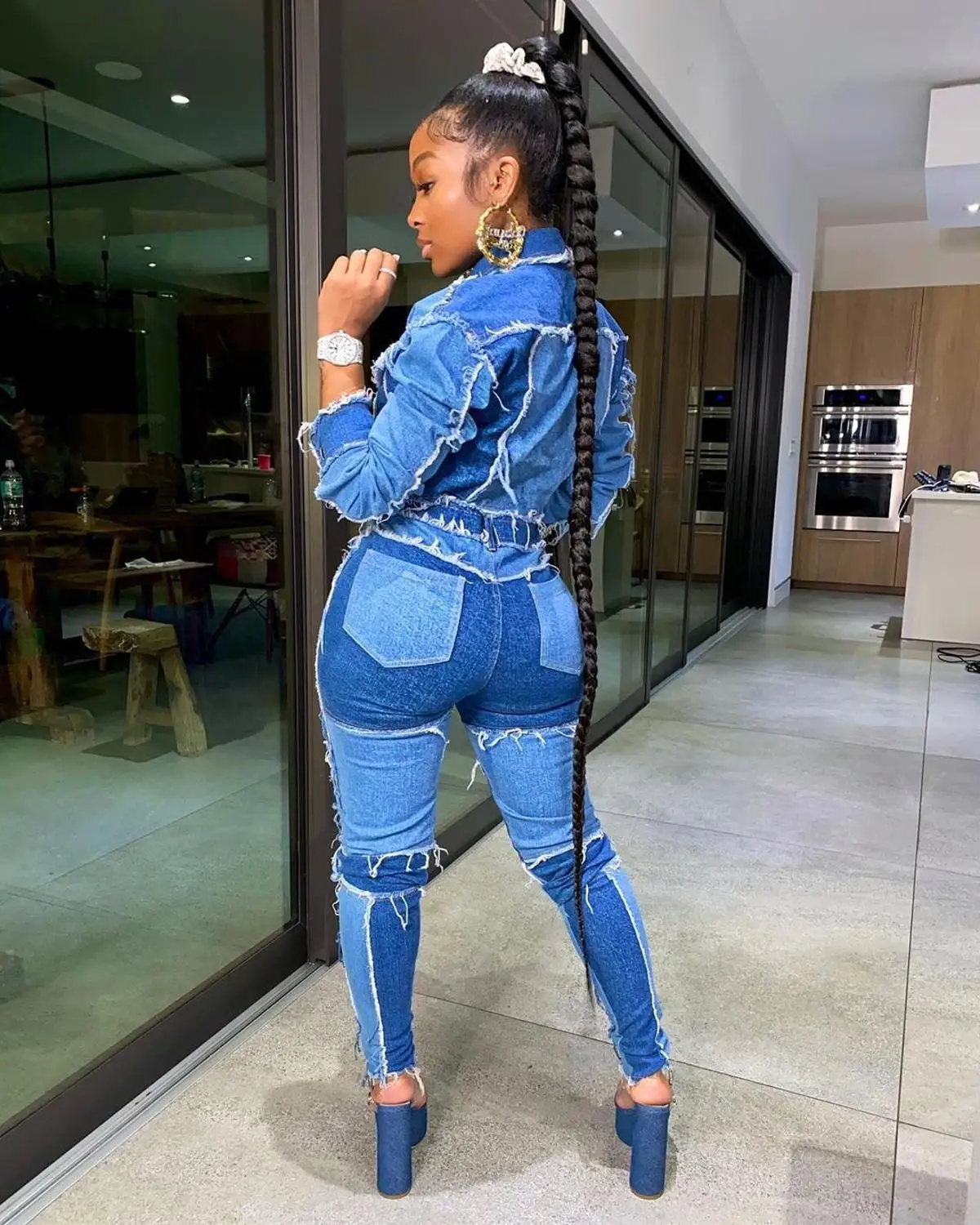 

2020 New Autumn Patchwork Jeans Women High Waist Hip Hop Straight Jeans Ladies Trousers Denim Pants For Woman, Customized color