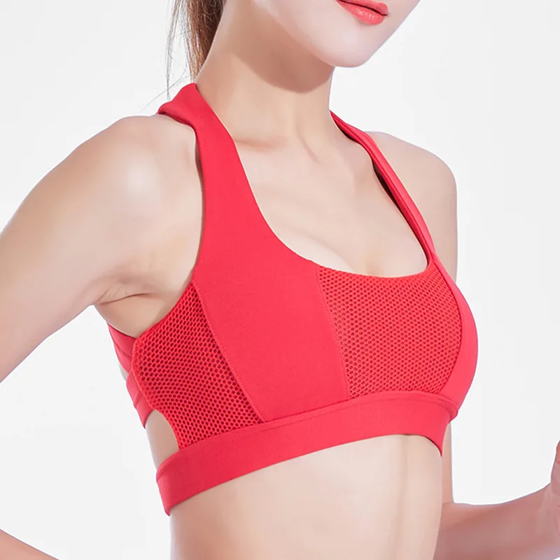 

Backless Sports Bra Adjustable Mesh Good Quality Red Gym Bra Fully Support Wholesale Sports Bra