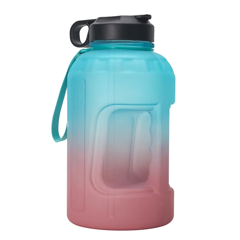 

New 2.2L Half Gallon Sport Water Bottle Gradient Color Large Capacity Motivational Water Bottle, Customized color