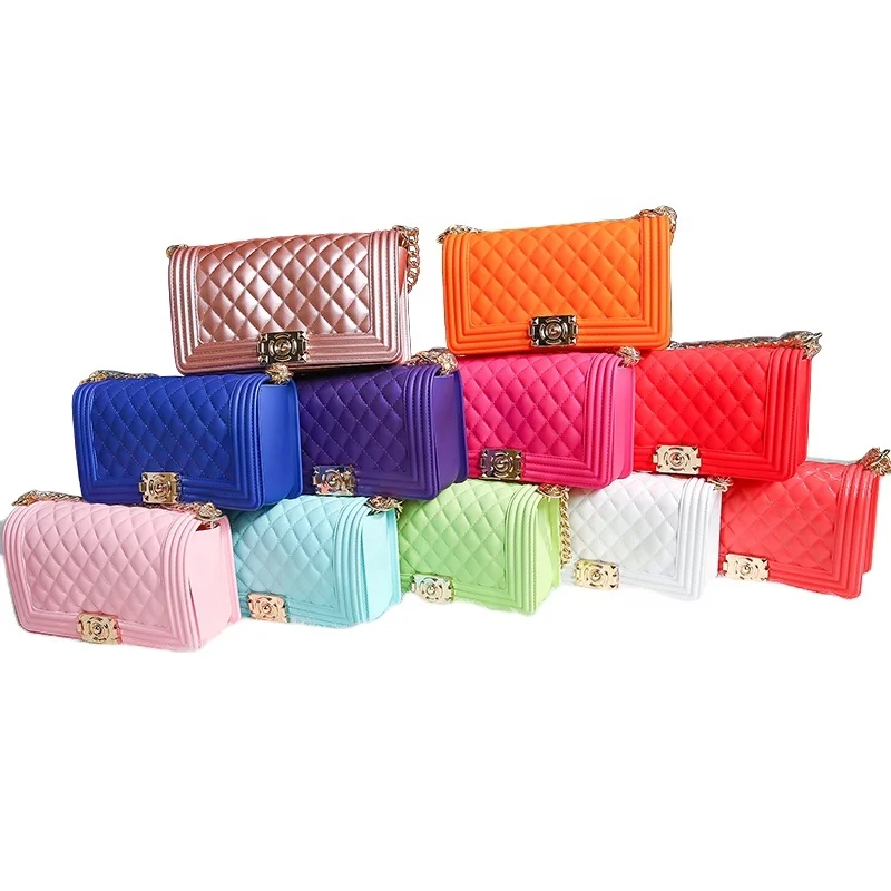 

Wholesale rainbow jelly bags women handbags 2022 silicone/PVC shoulder handbag jelly candy purse