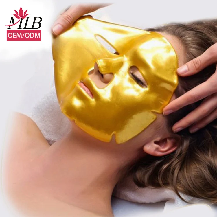 

Guangzhou cosmetic supplier 24 crystal gold collagen face mask moisturizing anti-aging bioaqua-24 carat gold essence facial mask, Pure golden