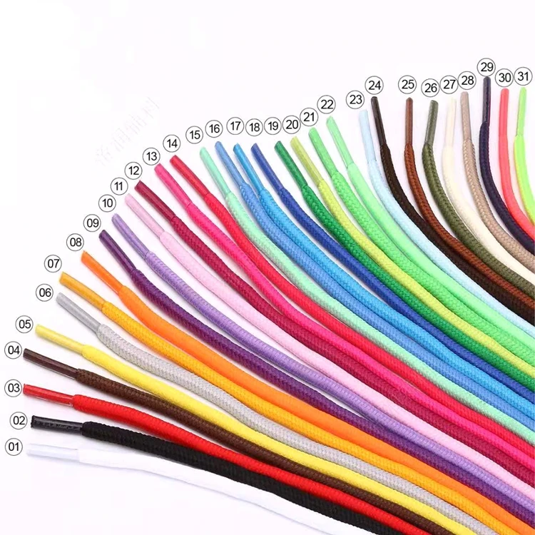

31 colors available 16 strand braided polyester round shoelace for hiking shoes