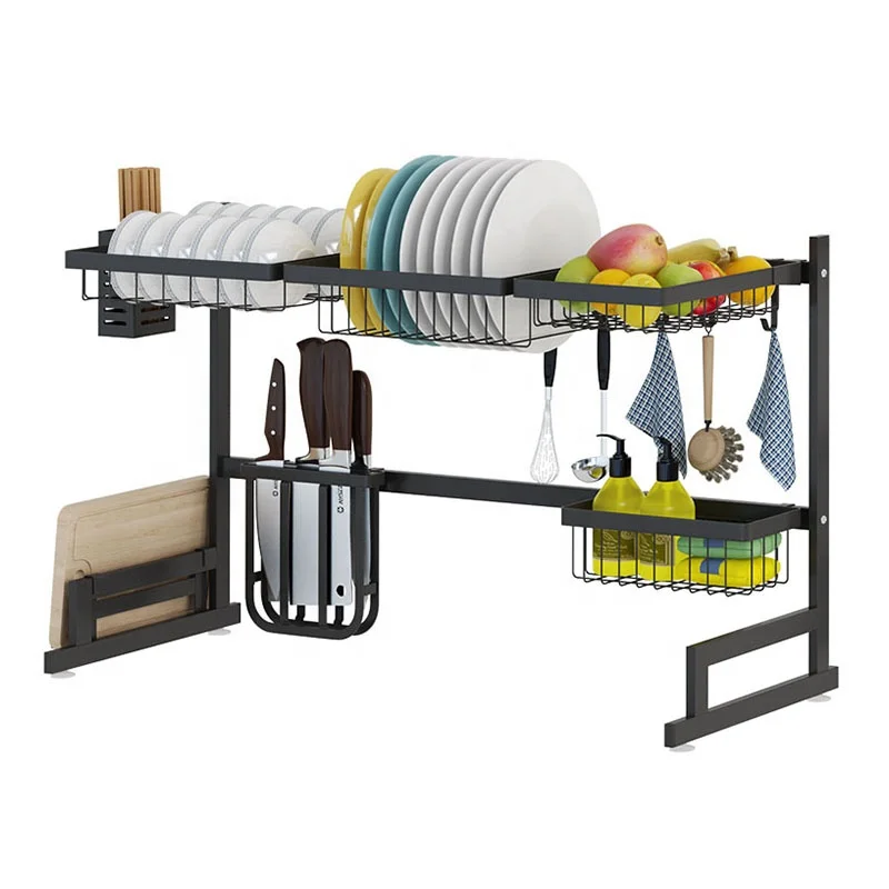 

The new Black paint waterproof and rustproof kitchen metal dish drying rack stainless steel