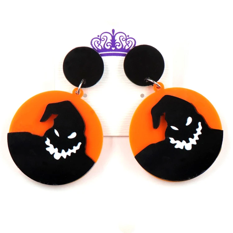 

ERS418ER1096 Factory Wholesale Nightmare Before Christmas Boogie Man Purple Glitter Acrylic Earrings