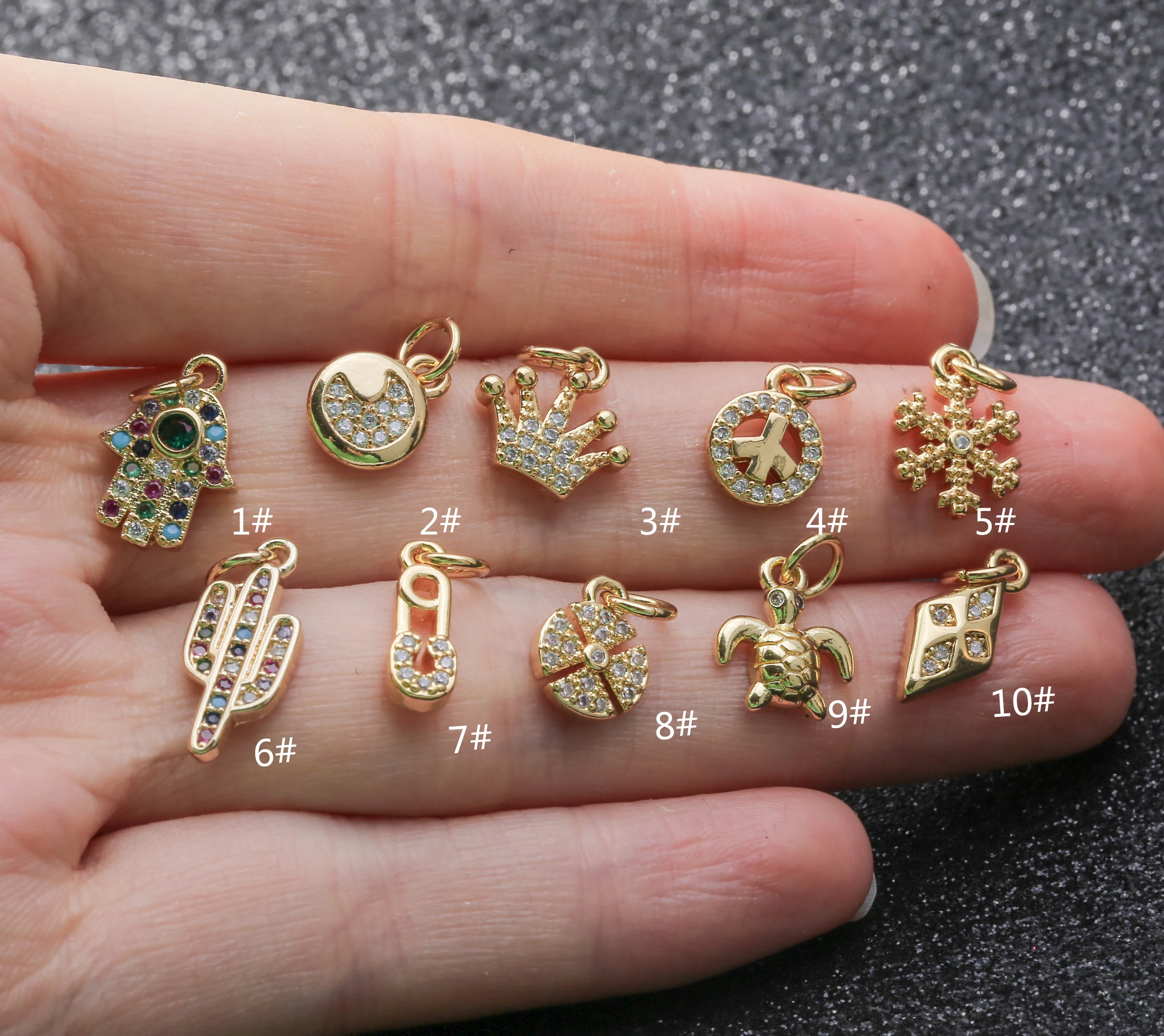Women Men Necklace Bracelet Earring Handmade Clear CZ Cubic Zirconia Charm for Jewelry Making DIY Cute Crown Pendants