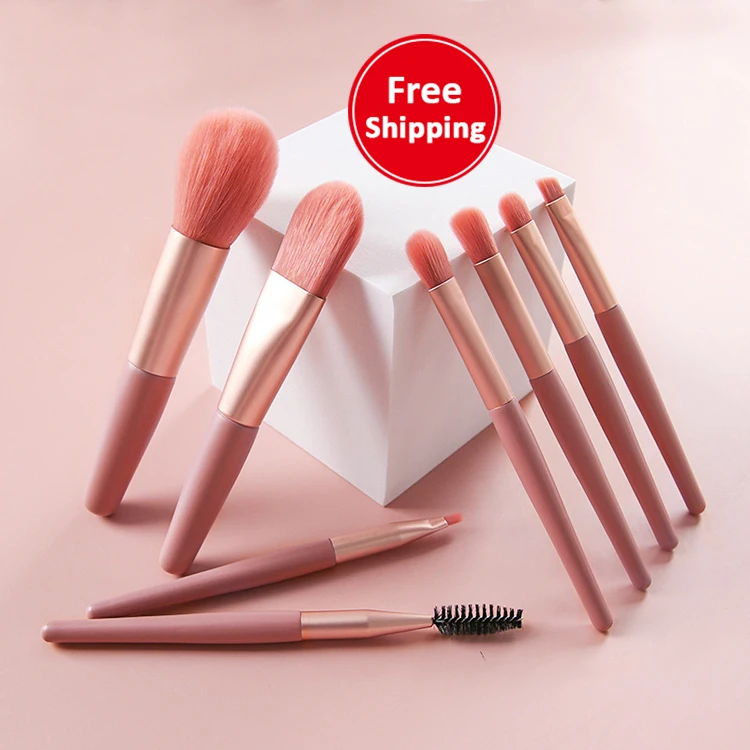 

Plastic handle morandi color series soft hair 8 pieces mini brush private label makeup brush set