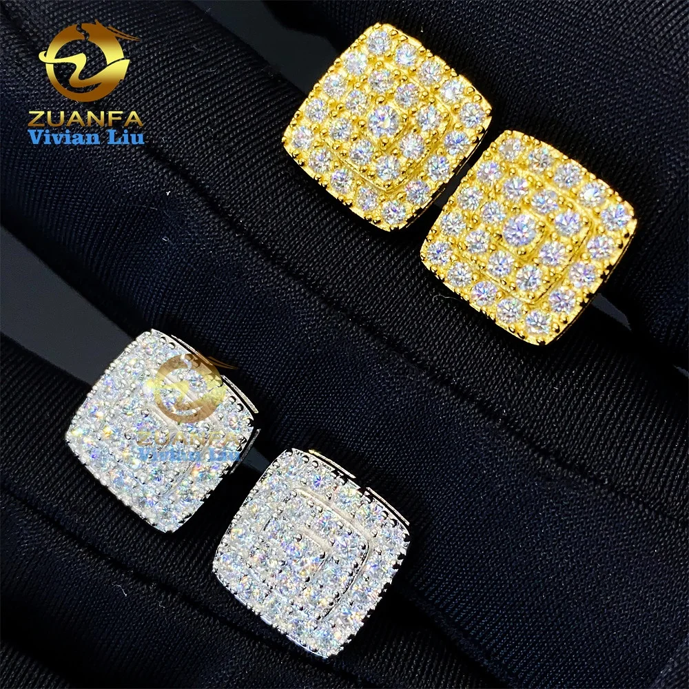 

ZUANFA Jewelry hot selling sterling silver 18k gold plated fine jewelry diamond vvs moissanite stud earrings