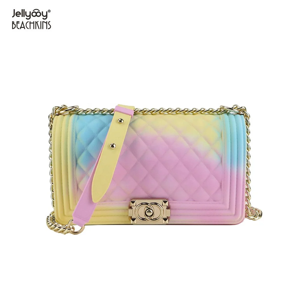 

Jellyooy BEACHKINS PVC Matte Rainbow Jelly Bag Ins Girl Large Purse Handbags Colorful Candy Purse Bags, 15 colorful colors.
