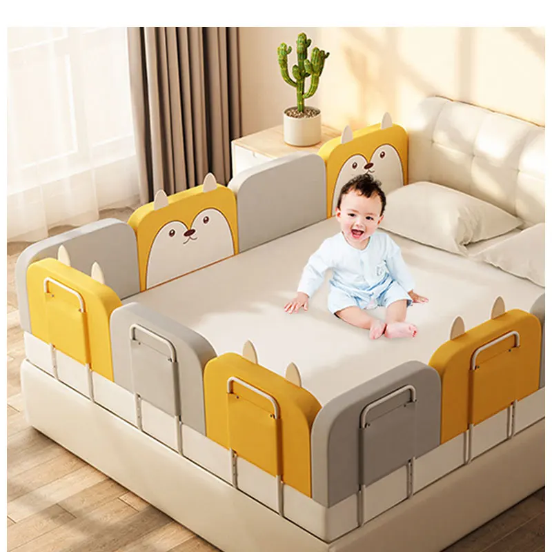 

Kids Bunk Bed Fence, Baby Swing Down Bed Fence/, Pink/gray/yellow