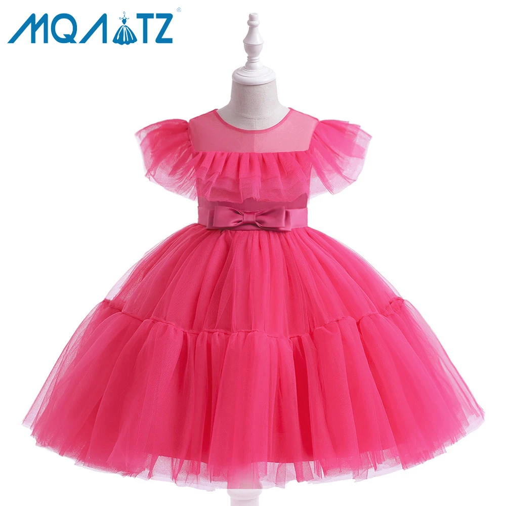 

MQATZ red sleeveless dress with bow for girl princess dress birthday wear elegant design puffy dress L5339