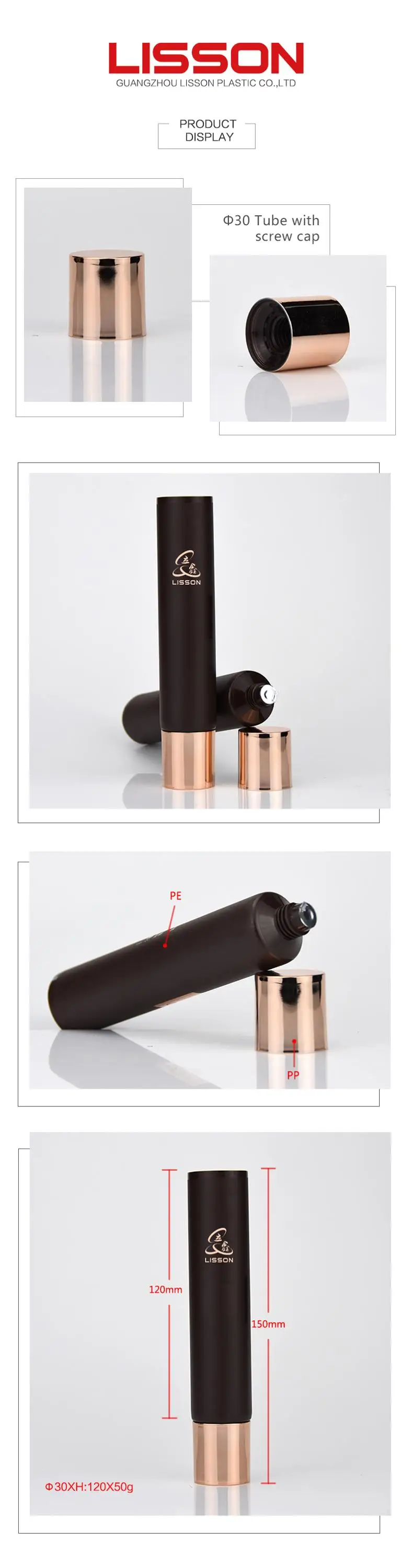 Black Cosmetic Packaging Tube Long Nozzle Head Packaging for hand cream
