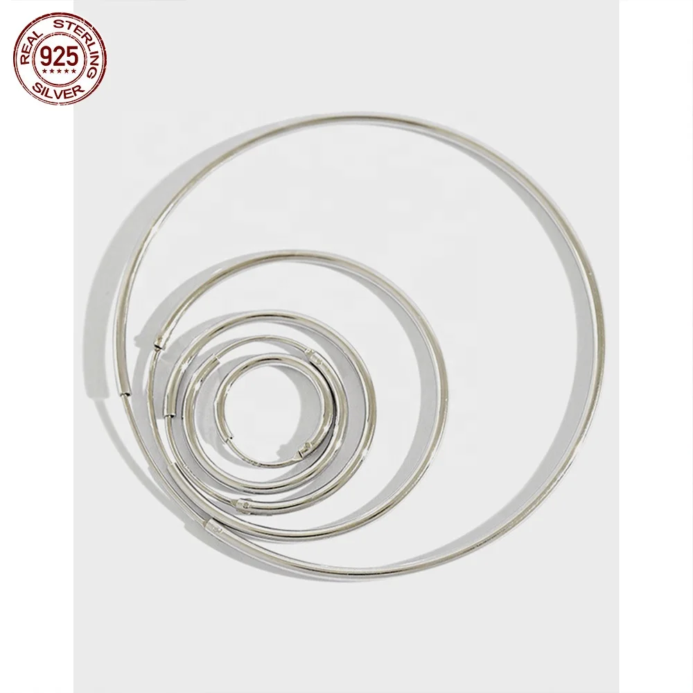 Minimalist 2022 Earrings Women Trendy Basic 925 Sterling Silver Earrings Hoops Large Hoop Earrings