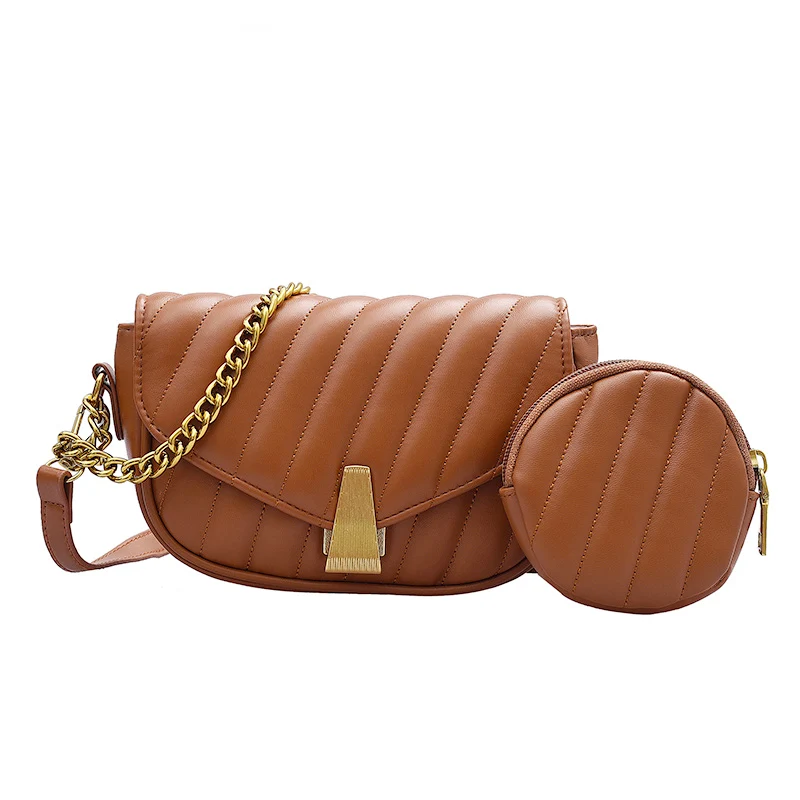 

2 In 1 Crossbody Shoulder Purses Set Luxury Chain Handbags Leather Women Hand Bags 2021