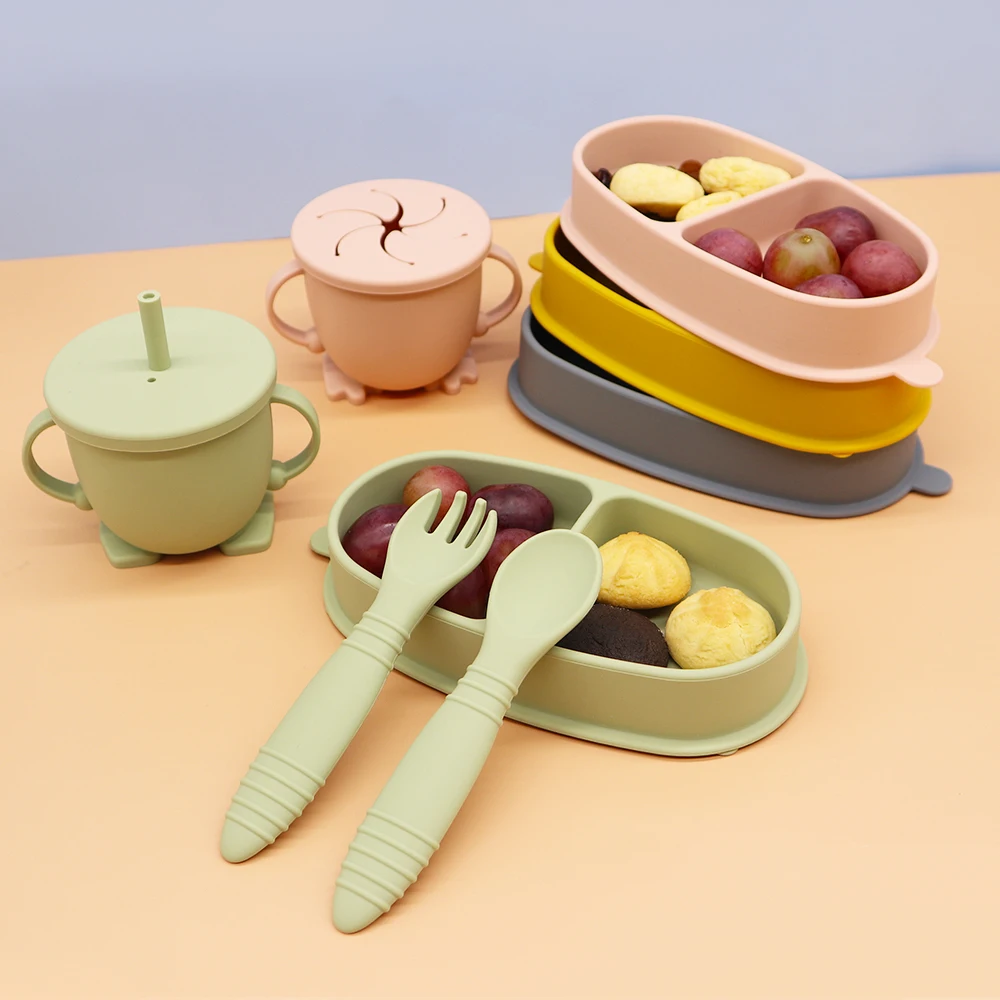 Oem Food Container No Spill Collapsible Foldable Silicone Baby Kids