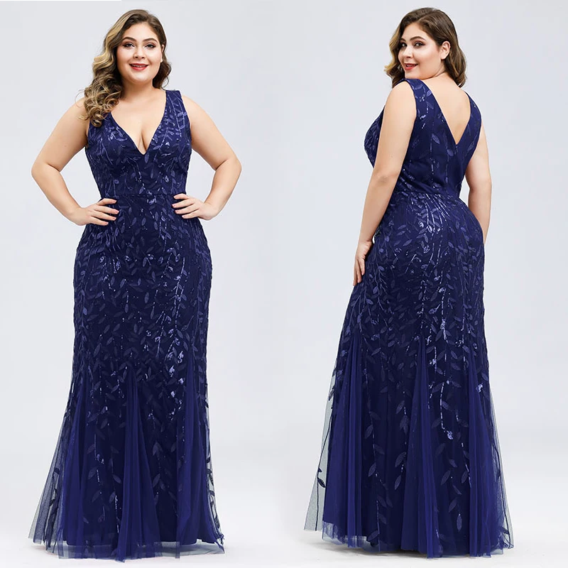 
Ever-Pretty EP07886 Mermaid Sequin Plus Size Prom Dresses for Women 