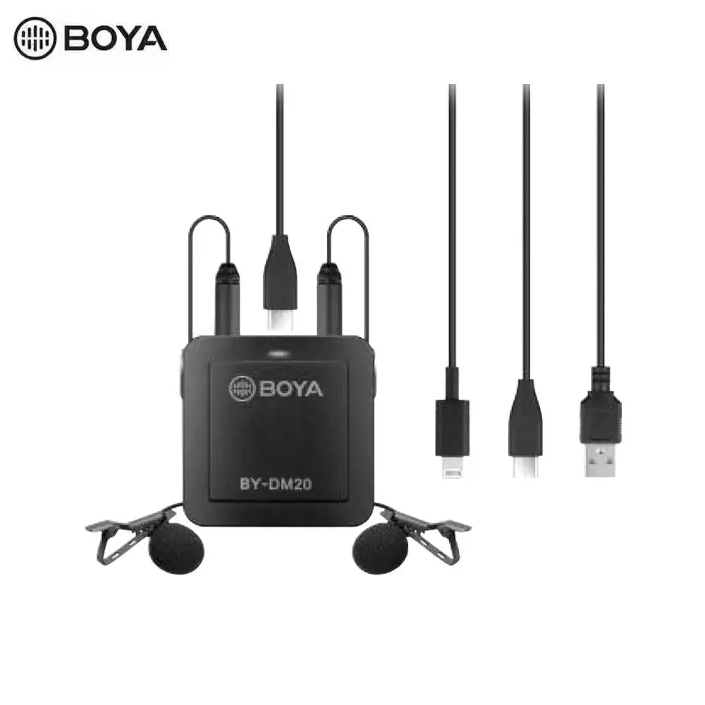 

BOYA BY-DM20 Dual Lavalier Microphone Kit for iPhone Lighting Huawei Android Type-C Smartphone Laptop PC USB Audio Recording Mic