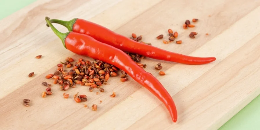 Close-up view of Calabrian pepper