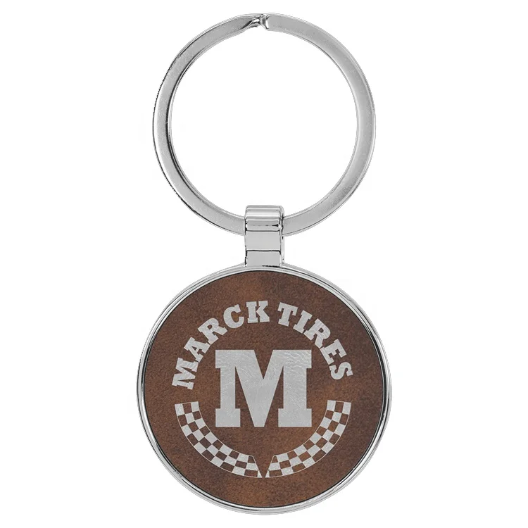

Custom Round Laser Engrave Leatherette Metal Key Chain Llaveros Personalizados Blank Pu Leather Keychains For Laser Engraving