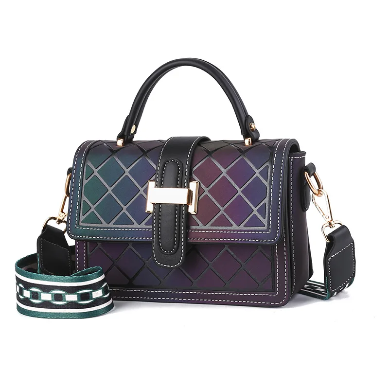 

Summer 2021 New Design Reflective Luminous Geometric Grid Women Hand Bags Purses Handbags, Custom colors