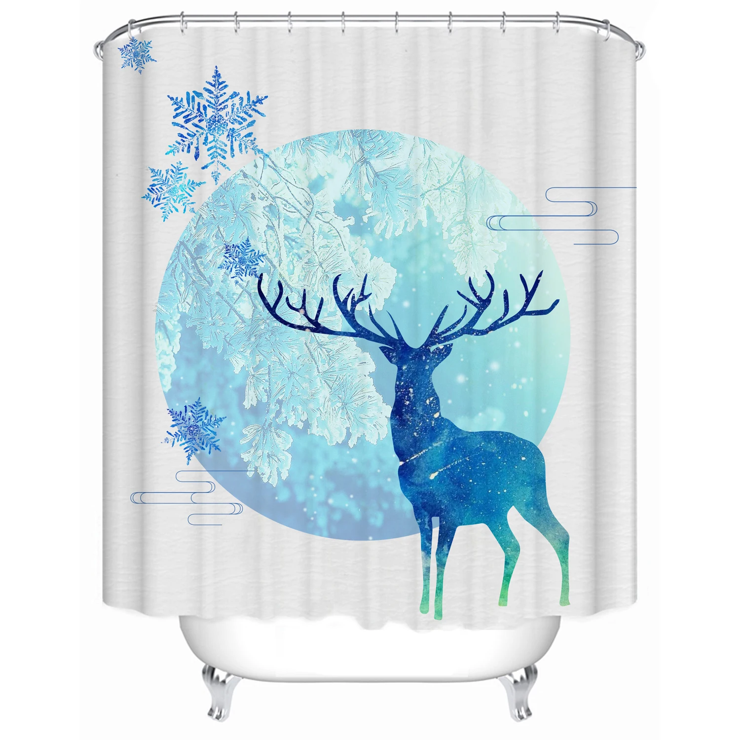 

180x180 bathroom shower curtain partition bathtub waterproof shower curtain ice hockey elk custom printed shower curtain, Picture