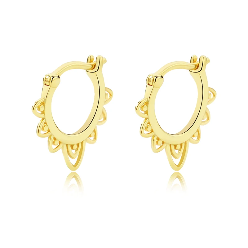 

New Fashion Fine Jewelry Gold Plated Lace Hoop Earrings Hollow Out Hoop Earrings For Girls