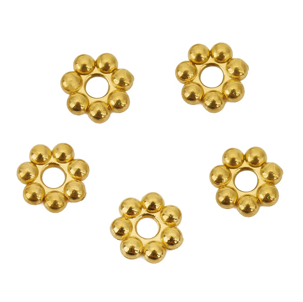 

304 stainless steel gold bead welding flower Shaped hole beads for Diy Jewelry Making Finding Necklace Accessories