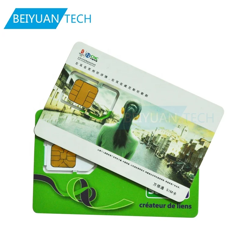 

ISO 7816 Mobile Phone Blank SIM Card GSM Prepaid SIM Cards with High Quality Can be Programmable, White / 4c color printing