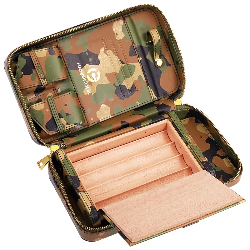 

Factory Wholesale Spanish Cedar Humidor Cases Travel Leather Cuba Cigar Case, Can be customized