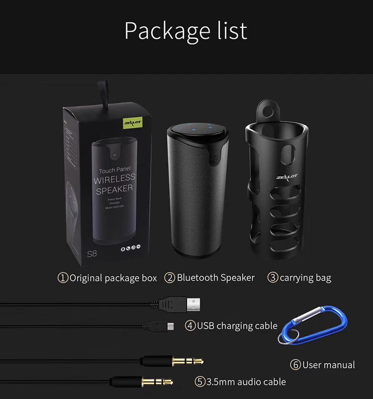 ZEALOT S8 Portable Wireless Bluetooth Speaker with Silicon Sling Cover - ANKUX.COM