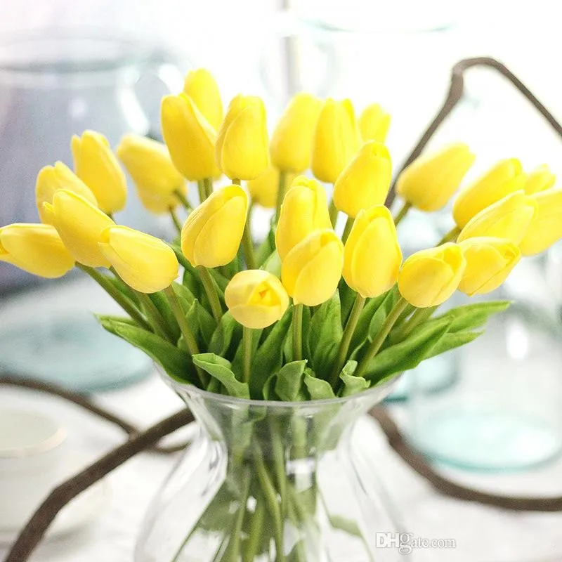 

Home Decor Pu Stunning Holland Mini Tulip Flower Real Touch Wedding Flower Artificial Flowers for Party, Colorful