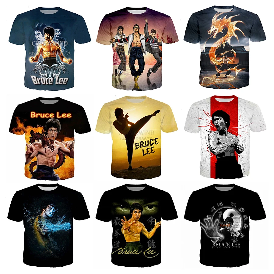 

2021 Summer Bruce Lee 3D Printed Shirt for Men Fashion Cool 3D Printing Shirt From Men Casual Style Street National Hero Tops