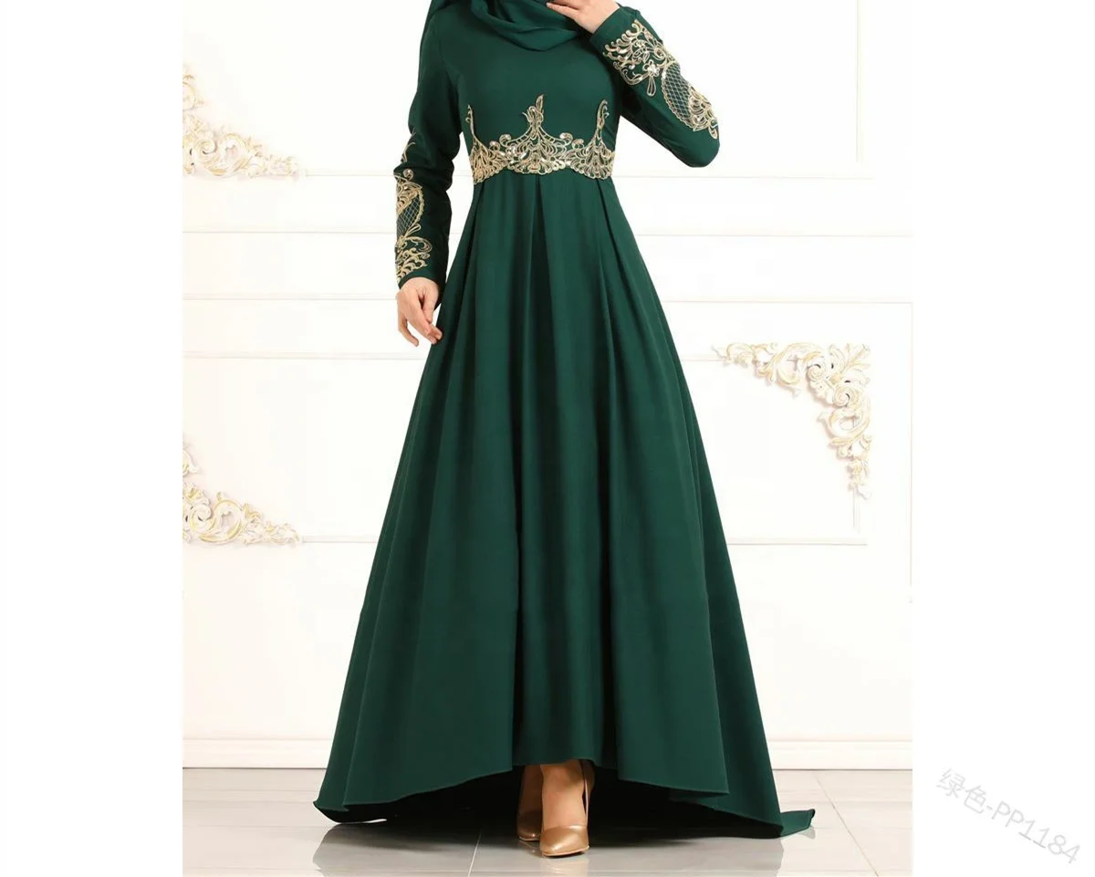 

FREE SHIPPING Dubai 2020 Chiffon Embroidery Long Sleeve Prayer Dresses Islamic Clothing Muslim Women Maxi Dress Abaya, Green,blue, red,purple