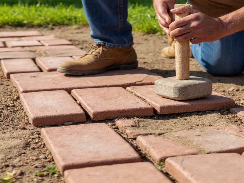 Proper technique for placing DIY pavers with rubber mallet