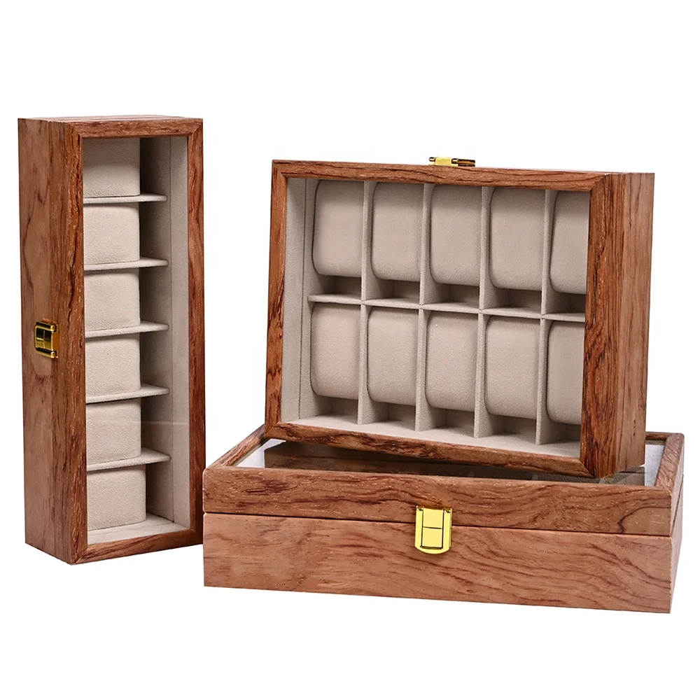 

New arrival caja reloj madera 6,10,12 slots rosewood wood watch box packaging, Rosewood, pantone color
