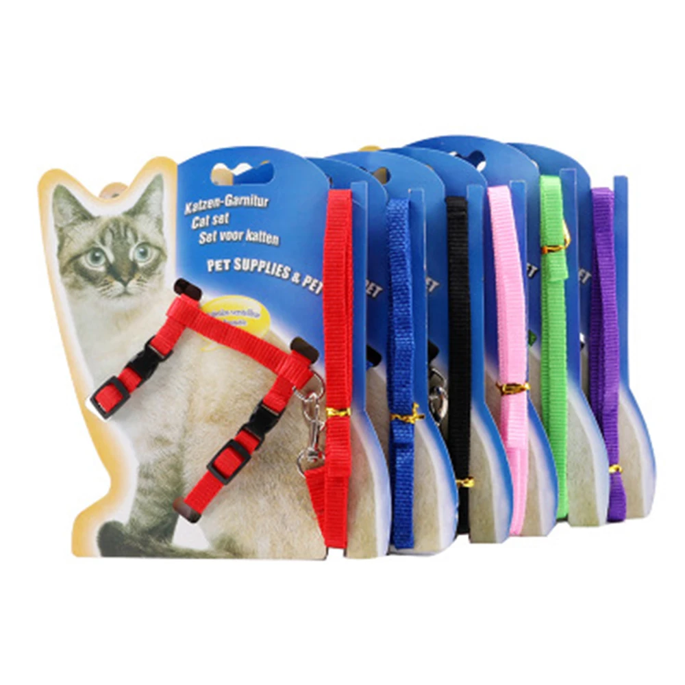 

Cat Harness and Leash Adjustable Nylon Halter Harness Kitten Nylon Strap Belt Safety Rope Leads