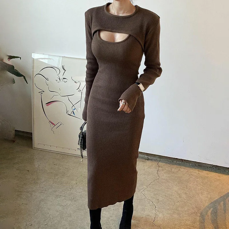 

2020 new arrivals autumn collection women two pieces casual body con long dresses for ladies