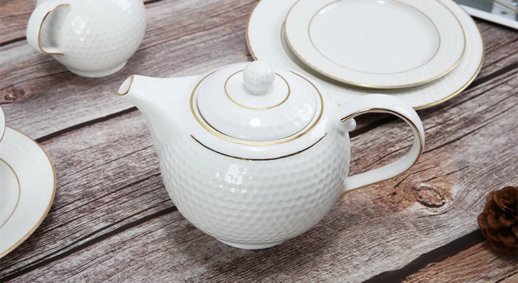 Gold Rim Dinnerware Sets New Bone China Ceramic Dinner Plates