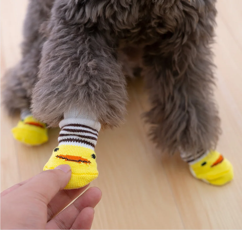 

New Anti slip Cartoon Paws Protective pet shoe socks for dogs cats, Ivory,black,grey,taupe,red