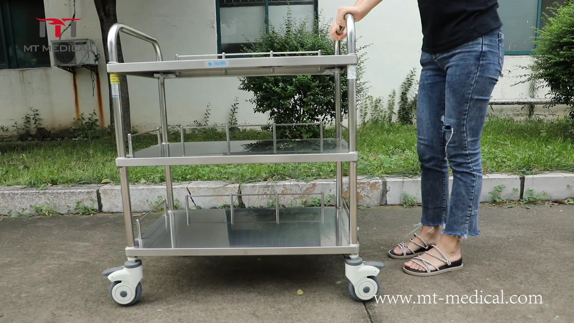 Ce Iso 3 Layers Stainless Steel Mobile Instrument Trolley Hospital Food