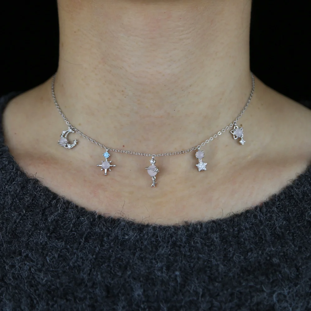 

2021 Valentine's Day Gift For Lover Girlfriend Minimal Delicate Moon Star Northstar Pendant Mini Small Lovely Charm Necklace, As pic