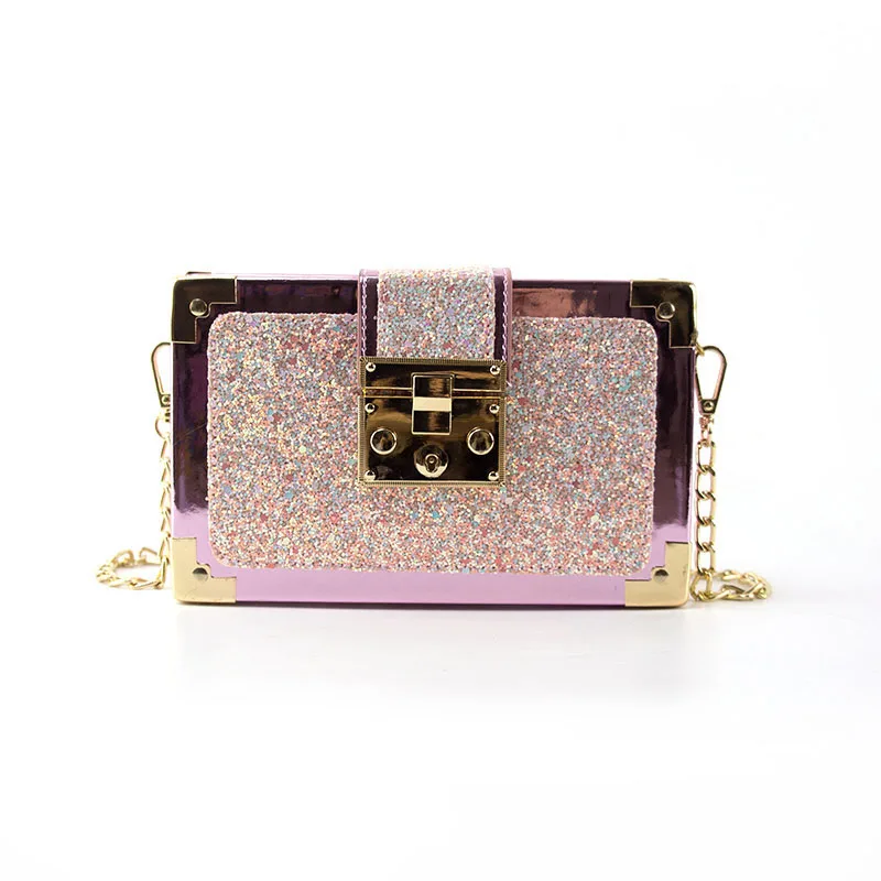 

2021 New fashion shoulder bag women chain shiny bag girl box bag handbag sequin handbags