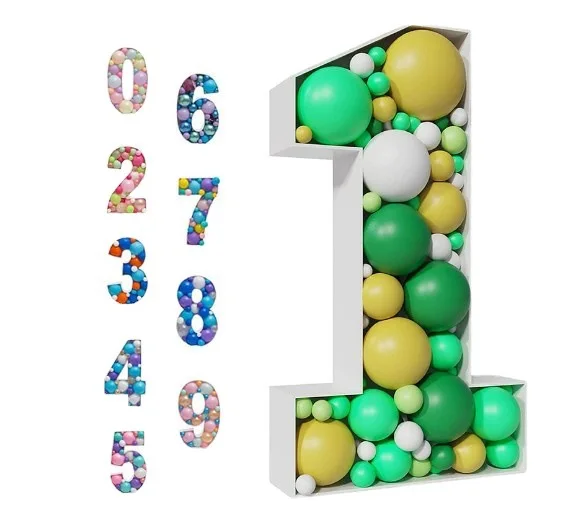 

0-9 Number Balloons Filling Box Mosaic Balloon Stand Frame For Birthday Party Decor Number Box