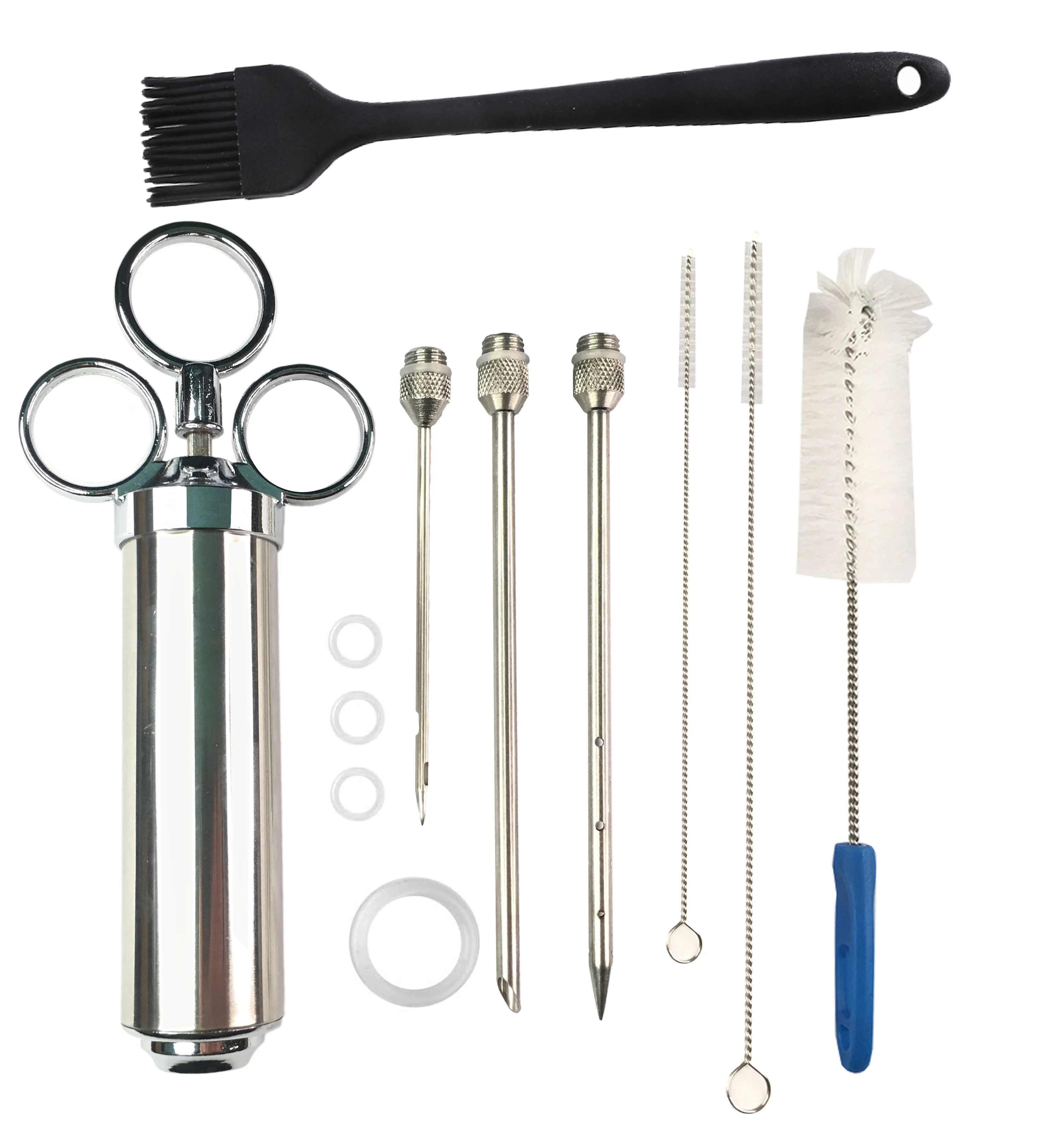 

Stainless steel BBQ Syringe Meat Injector Syringe With 3 Marinade Needles, Silver