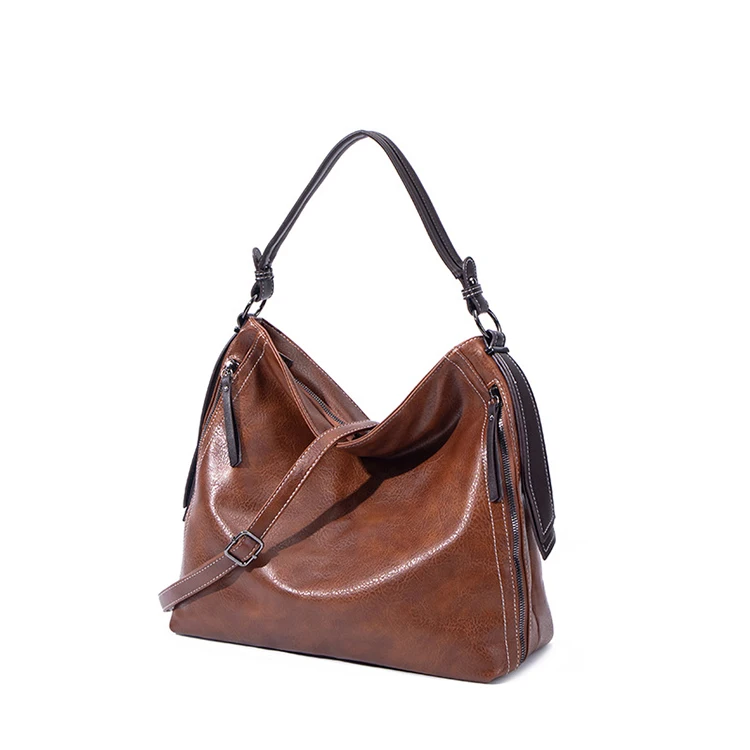 

EG538 Hot sell design large capacity women retro casual shoulder handbag vegan pu leather ladies unique tote bag