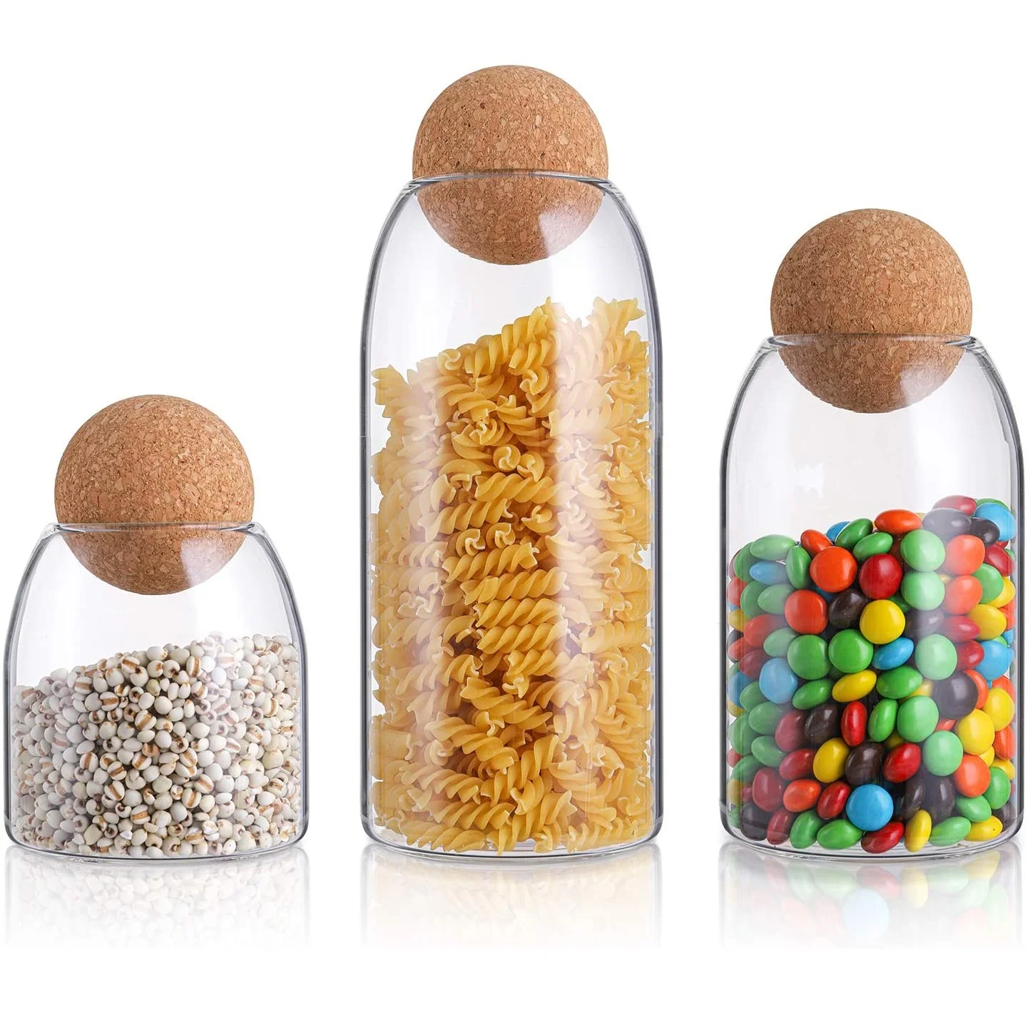 

500ml 800ml Kitchen Clear Candy Jar Mason Jars Food Storage Canister Glass Jar with Airtight Seal Wood Lid Ball, Transparent