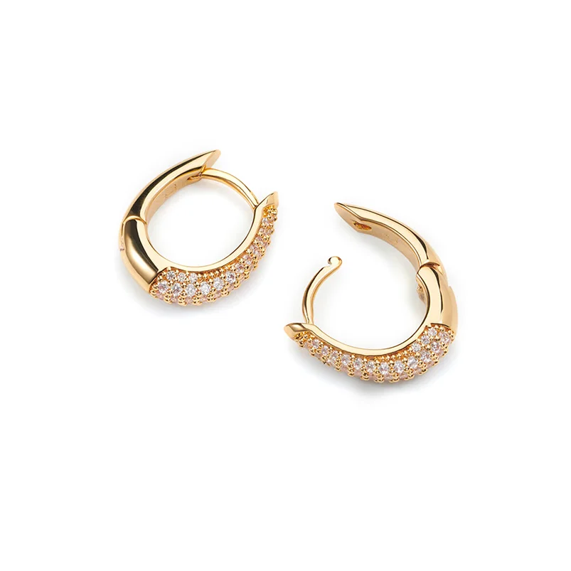 

Gemnel custom fashion 925 sterling silver pave diamond cubic zircon huggie hoop earrings