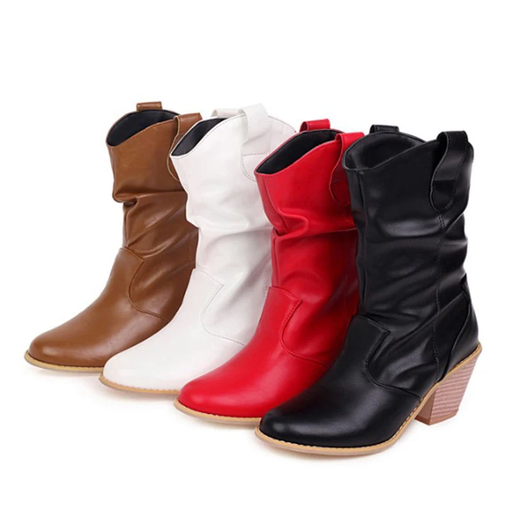 

big size woman cowboy desert boot chunky heel fashion woman boot, Any color